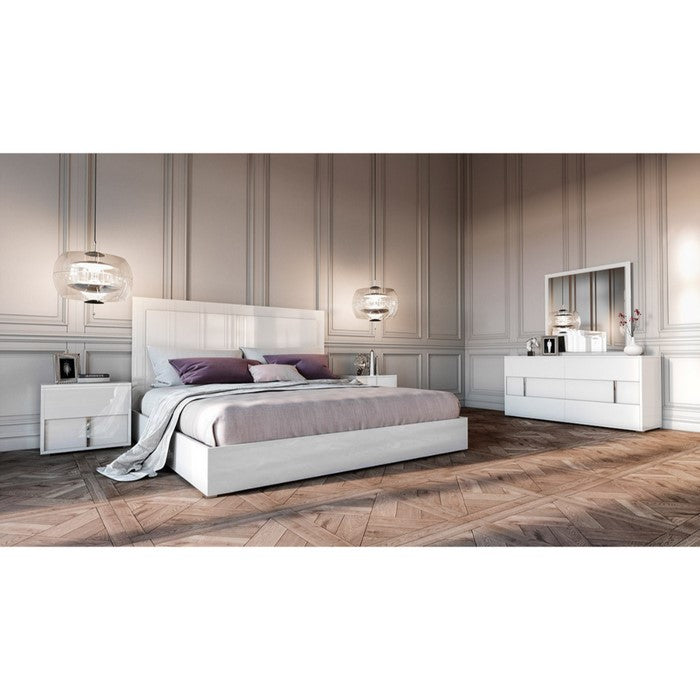 Spacious Drawers Wooden Dresser withDecorative Chrome Accents, White