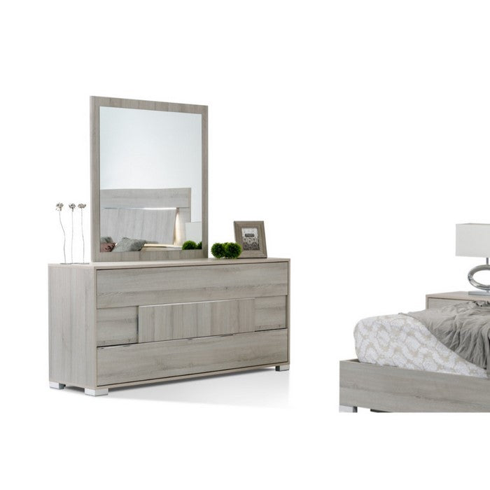 Three Drawers Modern Style Rectangular Dresser with Bracket Feet, Gray