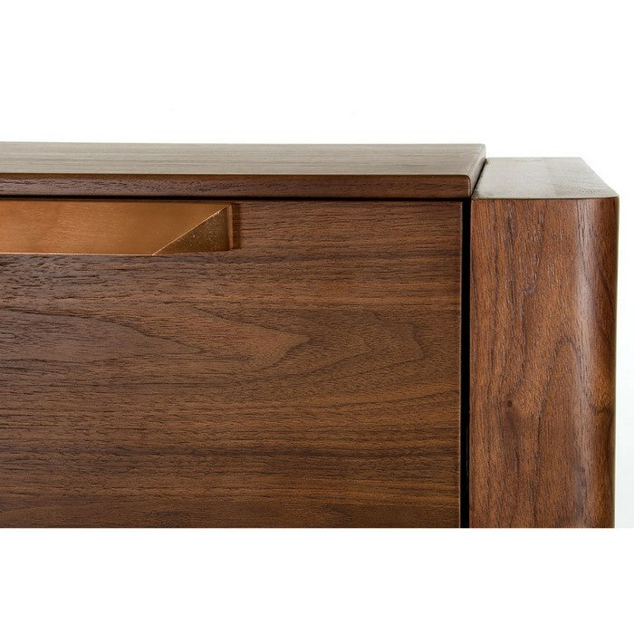 Five Drawers Wooden Chest with Metal Bar Handles And Pointed Legs, Brown