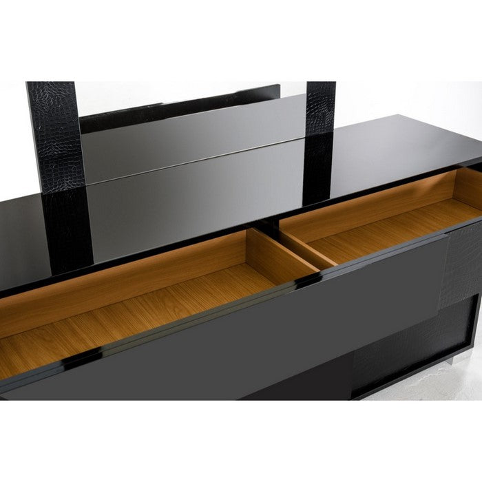 Contemporary Style Three Drawers Dresser with Textured Fronts, Black