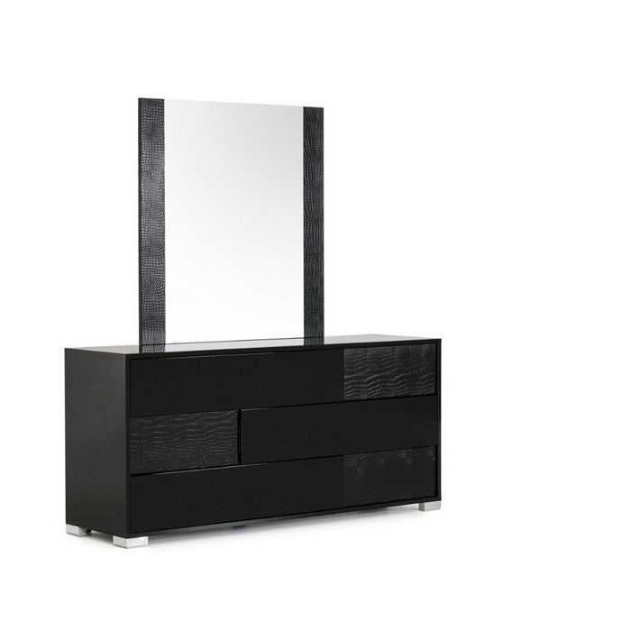 Contemporary Style Three Drawers Dresser with Textured Fronts, Black