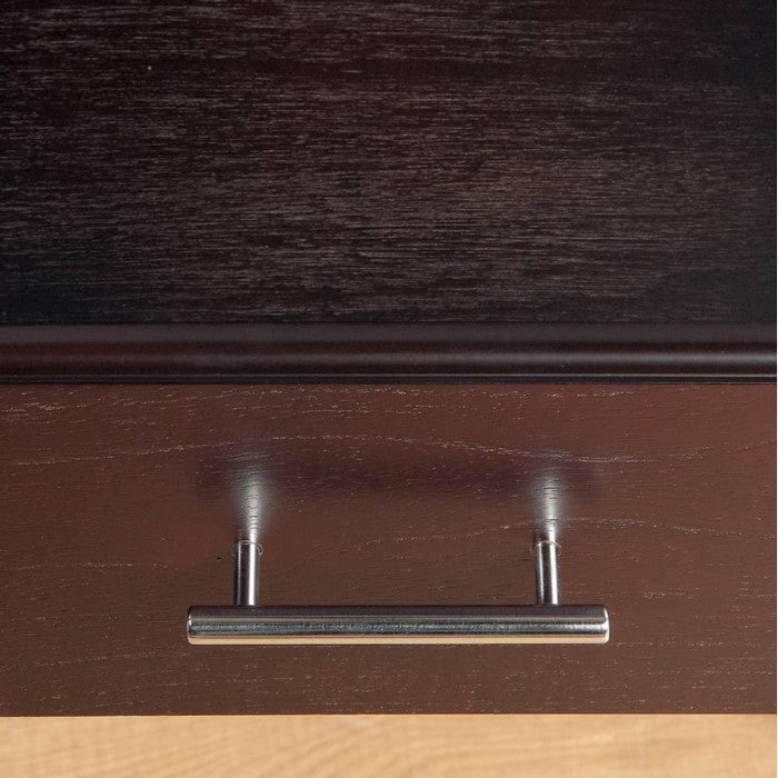 Five Drawer Wooden Chest with Metal Pull Handles, Espresso Brown