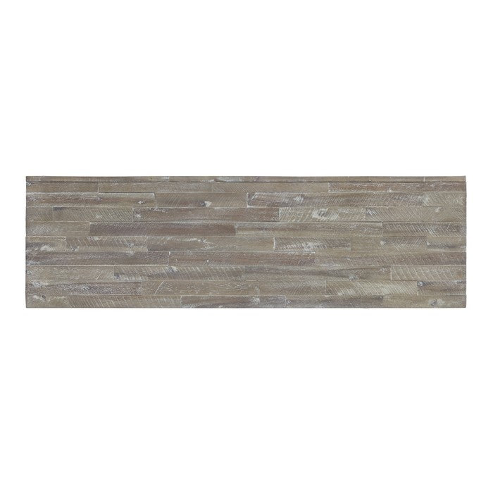 Herringbone Pattern Wooden Sideboard with Three Door Cabinets, Rustic Latte Gray