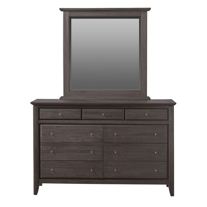 Nine Drawer Dresser with Floating Top and Metal Drawer Pull, Gray