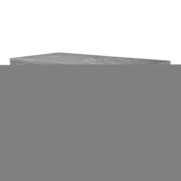 Rectangular Dining Table with Fixed Top and Block Legs, Rustic Latte Gray