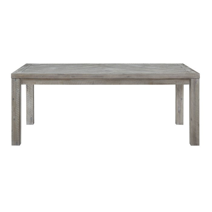 Rectangular Dining Table with Fixed Top and Block Legs, Rustic Latte Gray