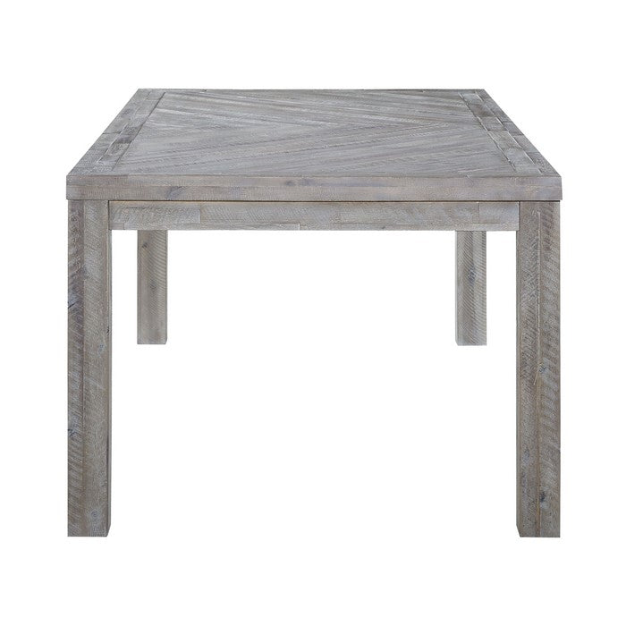 Rectangular Dining Table with Fixed Top and Block Legs, Rustic Latte Gray