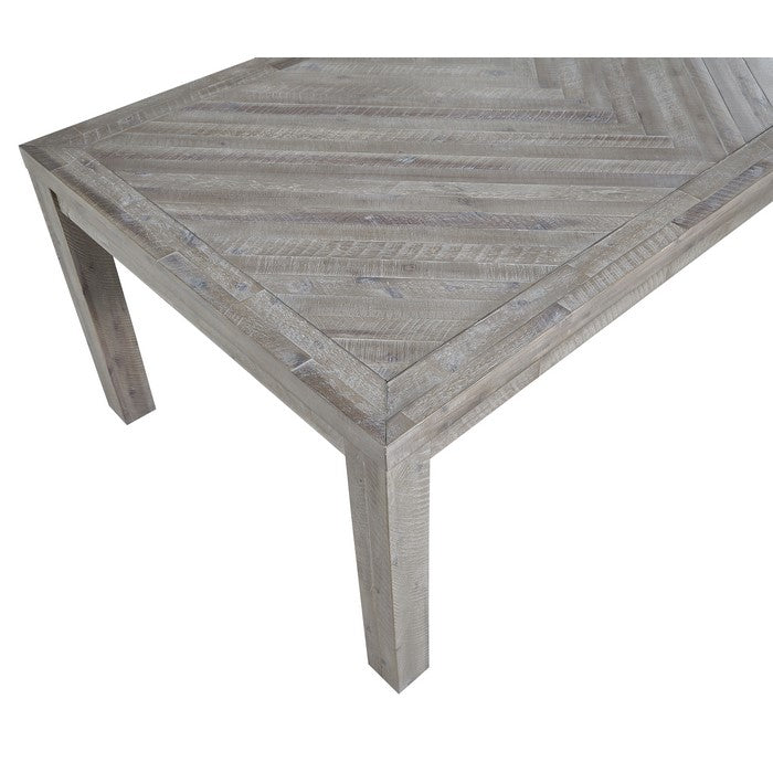 Rectangular Dining Table with Fixed Top and Block Legs, Rustic Latte Gray