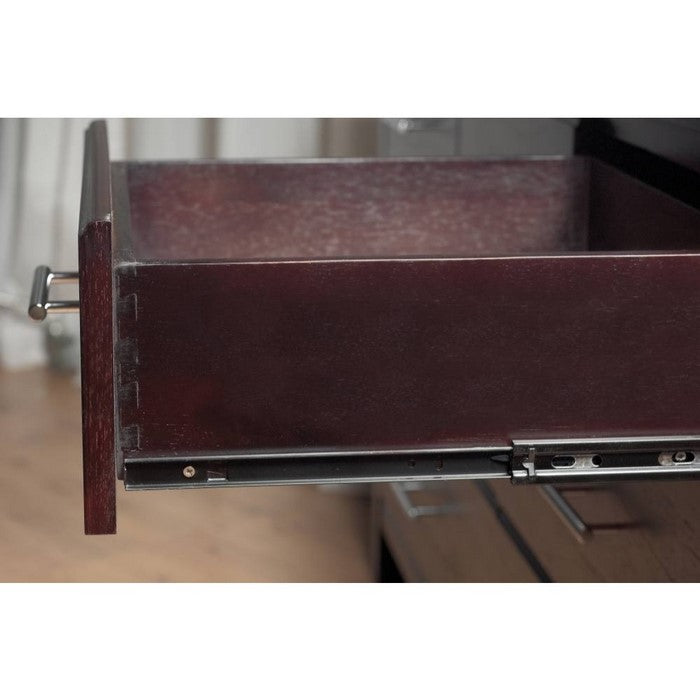 Seven Drawer Wooden Dresser with Metal Pull Handles, Espresso Brown