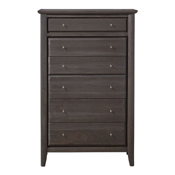 Six Drawer Chest with Floating Top and Metal Drawer Pull, Gray