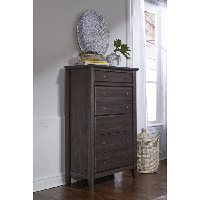Six Drawer Chest with Floating Top and Metal Drawer Pull, Gray