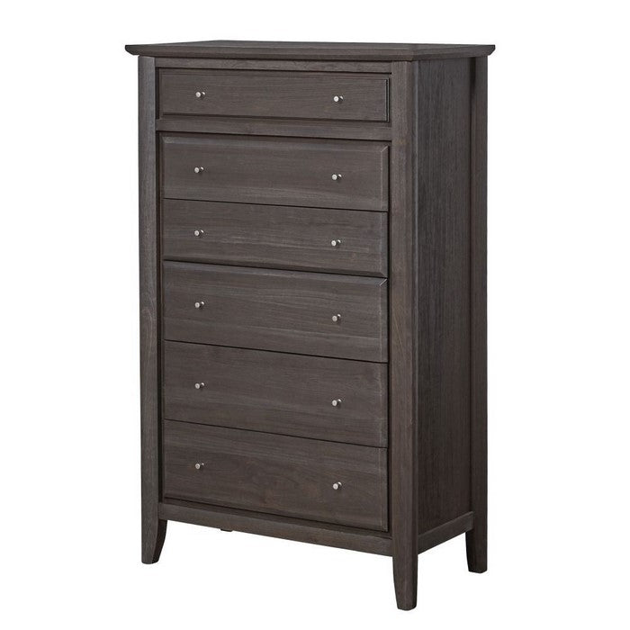 Six Drawer Chest with Floating Top and Metal Drawer Pull, Gray