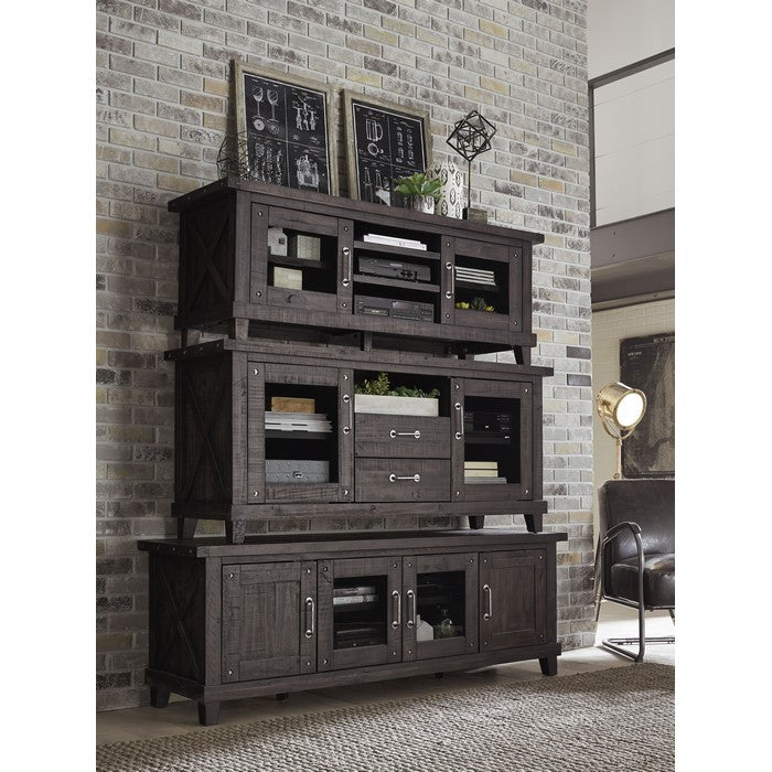 Spacious Media Console with Metal Handle Pull and Tapered Feet , Brown