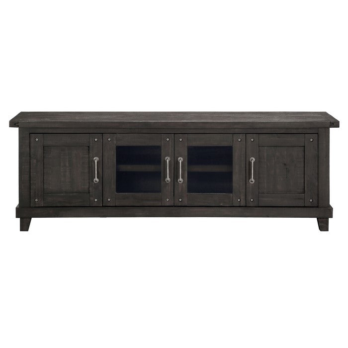 Spacious Media Console with Metal Handle Pull and Tapered Feet , Brown