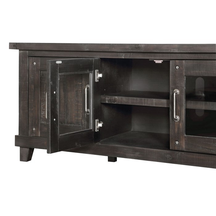 Spacious Media Console with Metal Handle Pull and Tapered Feet , Brown