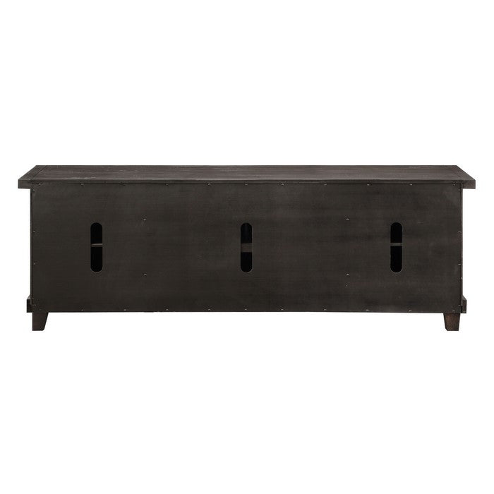 Spacious Media Console with Metal Handle Pull and Tapered Feet , Brown
