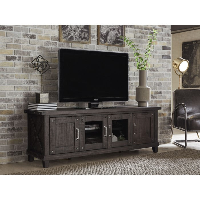 Spacious Media Console with Metal Handle Pull and Tapered Feet , Brown
