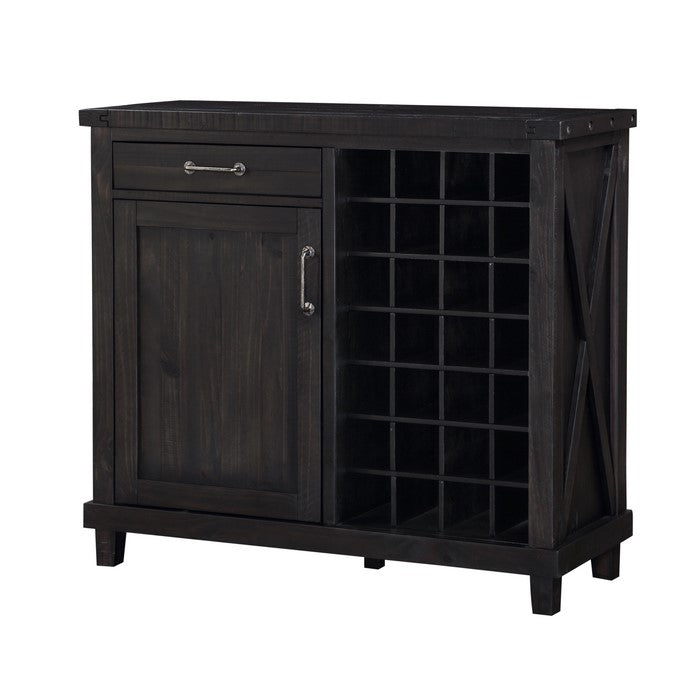 Spacious Wooden Wine Bar with One Door Cabinet and One Drawer, Cafe Brown