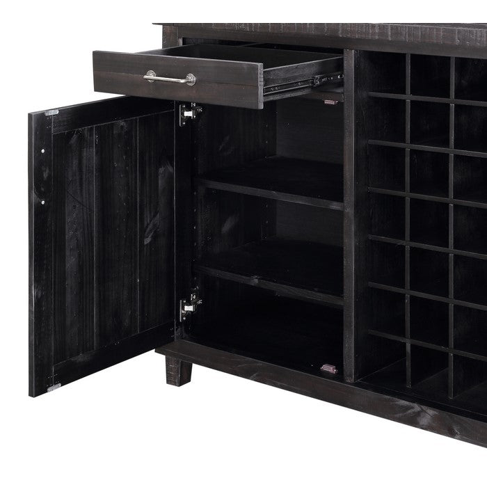 Spacious Wooden Wine Bar with One Door Cabinet and One Drawer, Cafe Brown