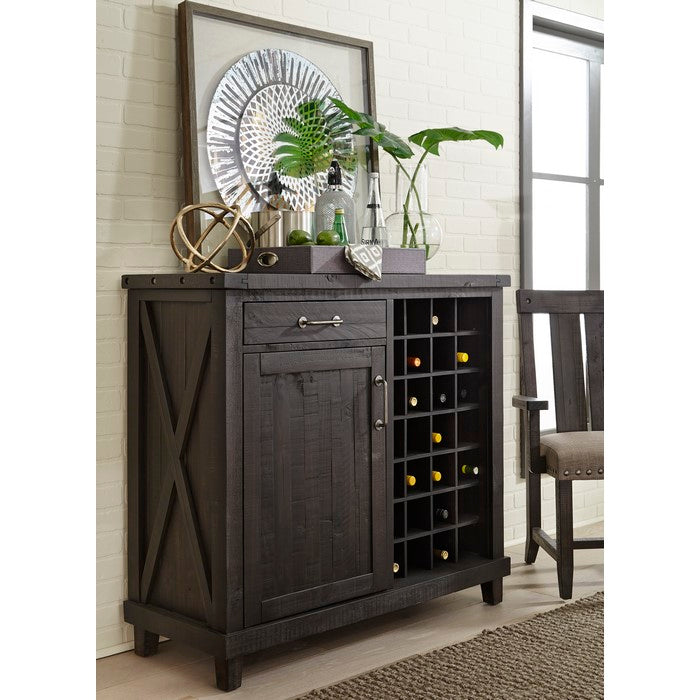 Spacious Wooden Wine Bar with One Door Cabinet and One Drawer, Cafe Brown
