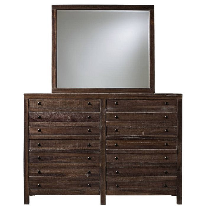 Transitional Style Eight Drawers Solid Hardwood Dresser, Brown