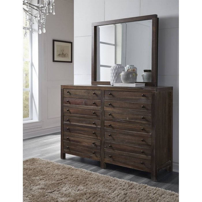 Transitional Style Eight Drawers Solid Hardwood Dresser, Brown