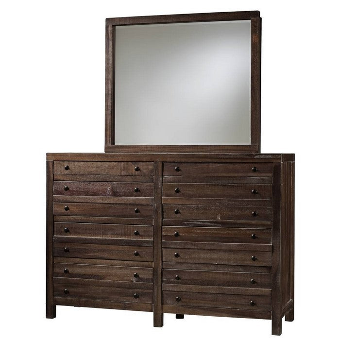 Transitional Style Eight Drawers Solid Hardwood Dresser, Brown