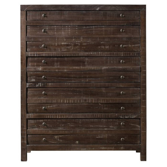 Transitional Style Five Drawers Solid Hardwood Chest, Brown