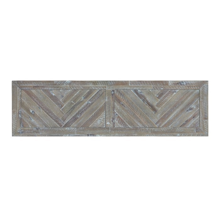 Two Drawer and Bottom Shelf Console Table with Flattened Base, Rustic Latte Gray
