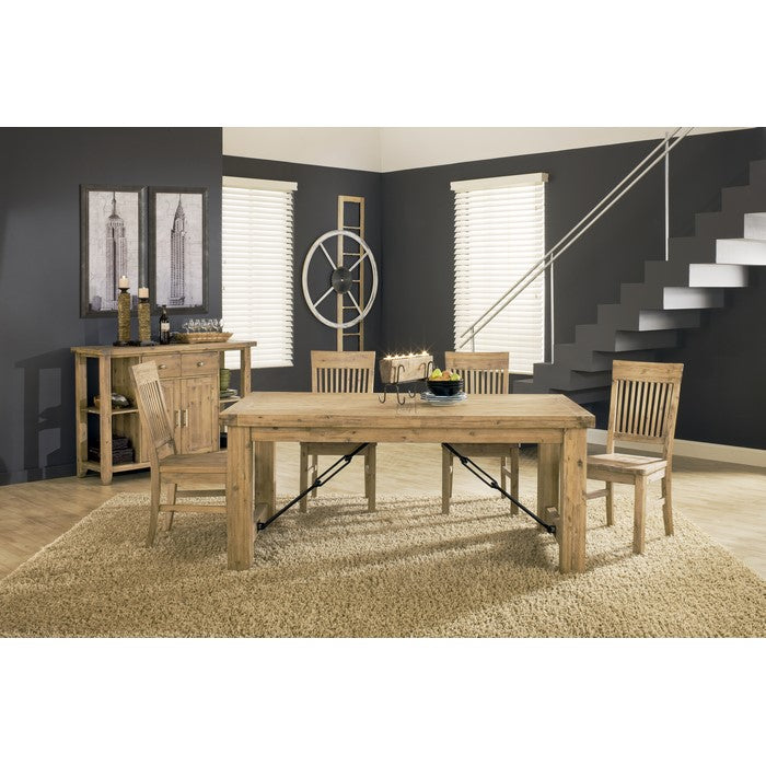Two Drawers Wooden Sideboard with Four Open Shelves and Double Door Cabinet, Brown