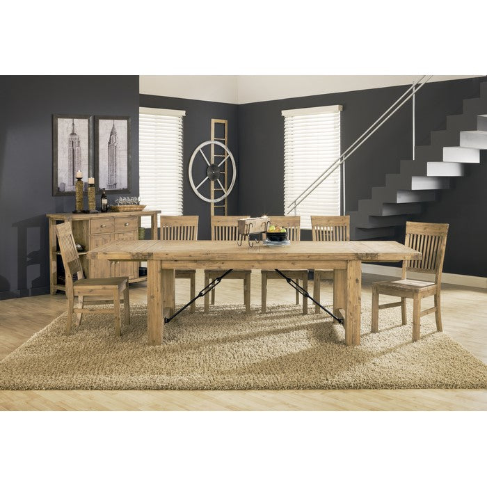 Two Drawers Wooden Sideboard with Four Open Shelves and Double Door Cabinet, Brown
