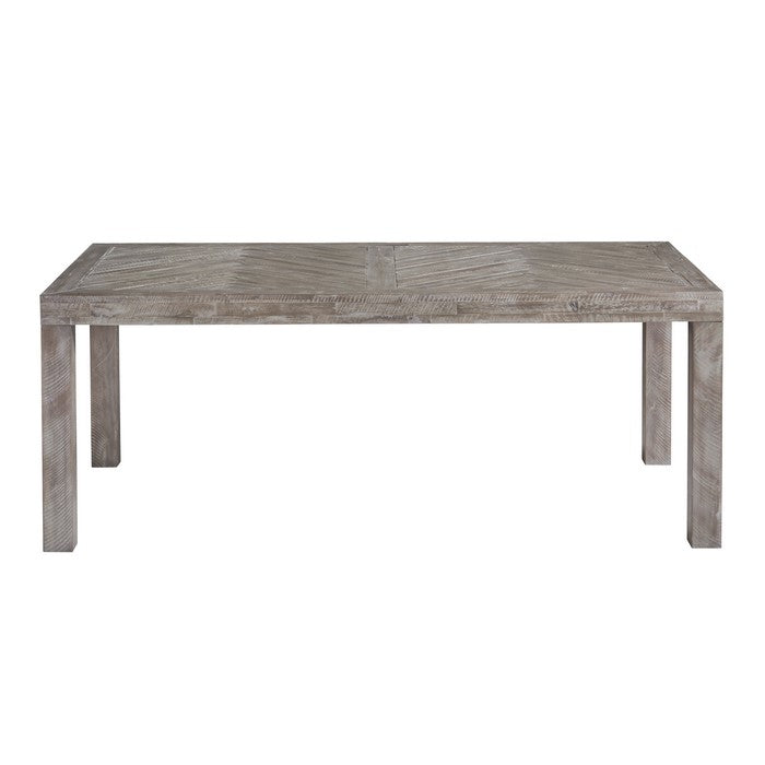 Wooden Dining Table with Rectangular Table Top and Block legs, Rustic Latte Gray