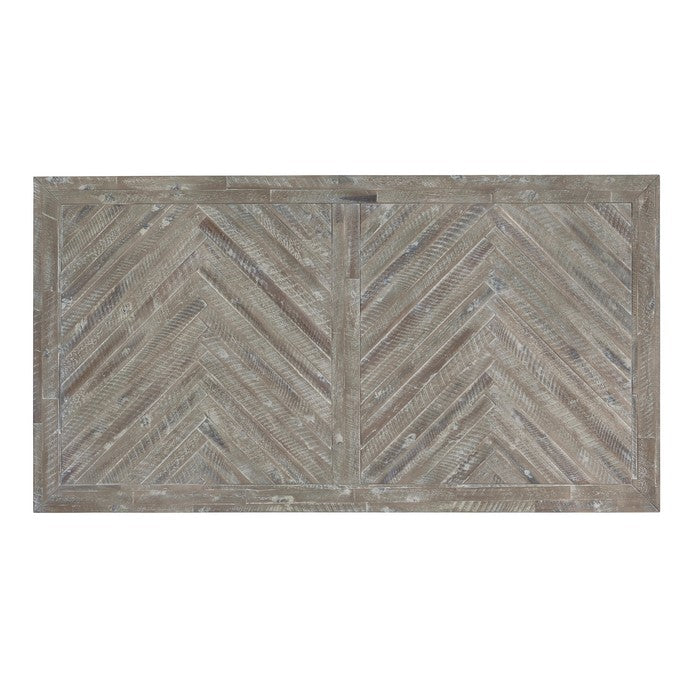 Wooden Dining Table with Rectangular Table Top and Block legs, Rustic Latte Gray