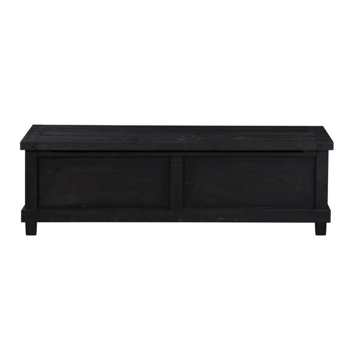 Wooden Flip Top Storage Blanket Box with Random Knot Trim , Black