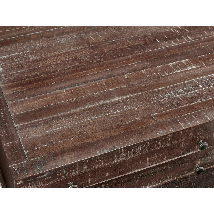 Wooden Four Drawer Coffee Table with Metal Knob Pull, Brown