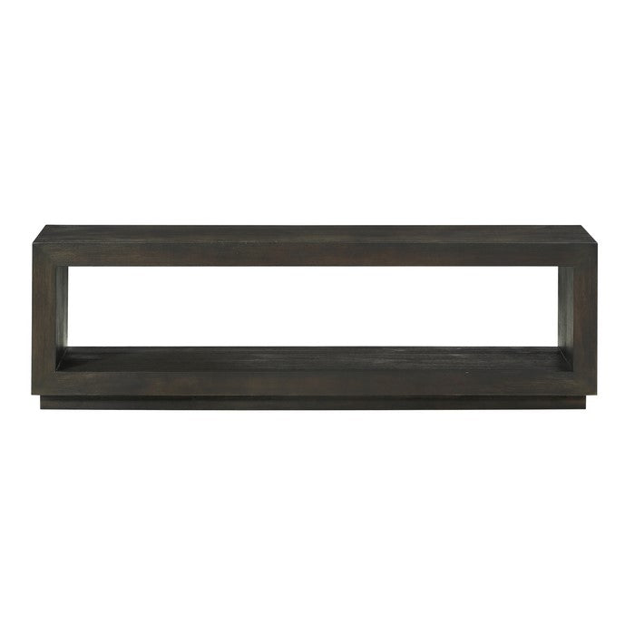 Wooden Rectangular Bench with Open Bottom Shelf, Gray