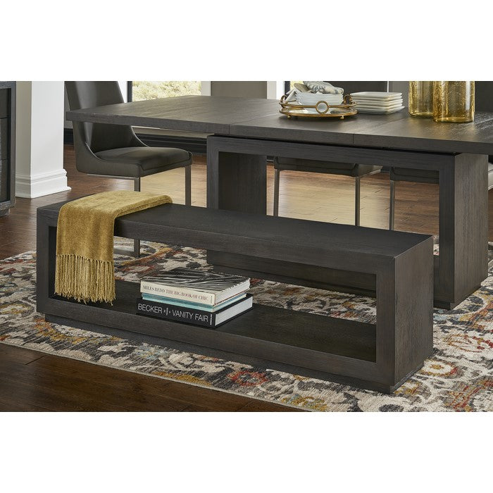 Wooden Rectangular Bench with Open Bottom Shelf, Gray