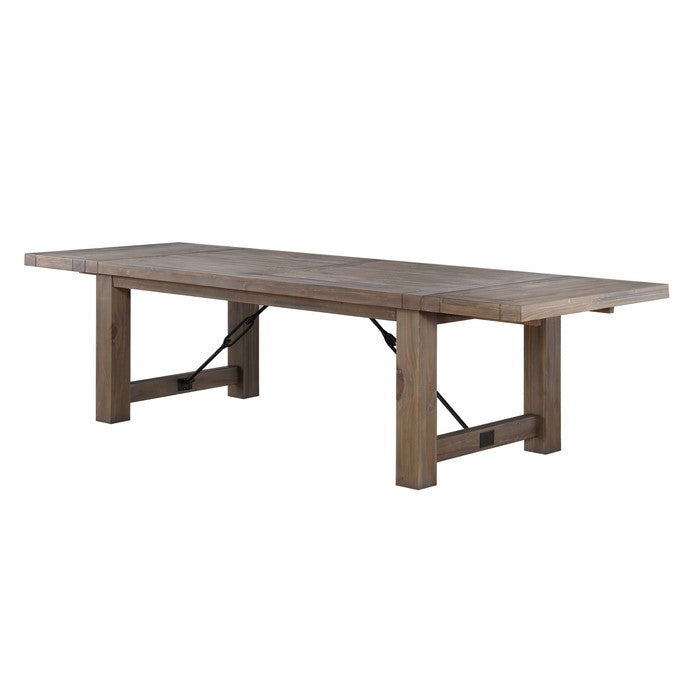 Wooden Rectangular Dining Table with Bulky Plank Feet, Oak Brown