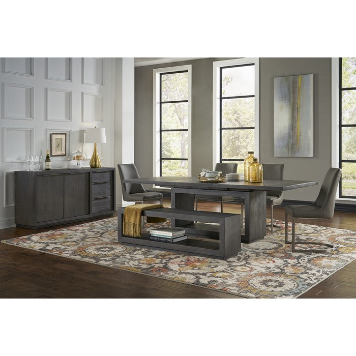 Wooden Rectangular Sideboard with Three Drawers and Double Door Cabinet, Gray