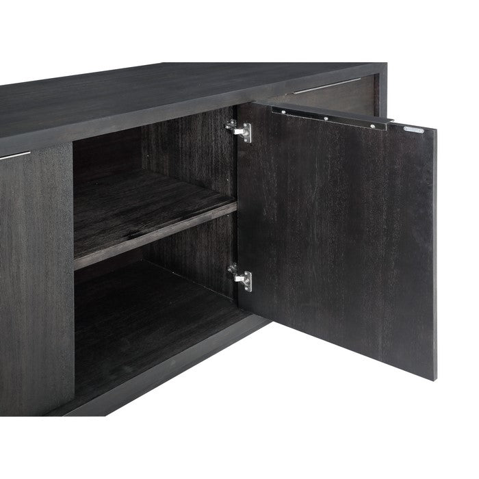 Wooden Rectangular Sideboard with Three Drawers and Double Door Cabinet, Gray