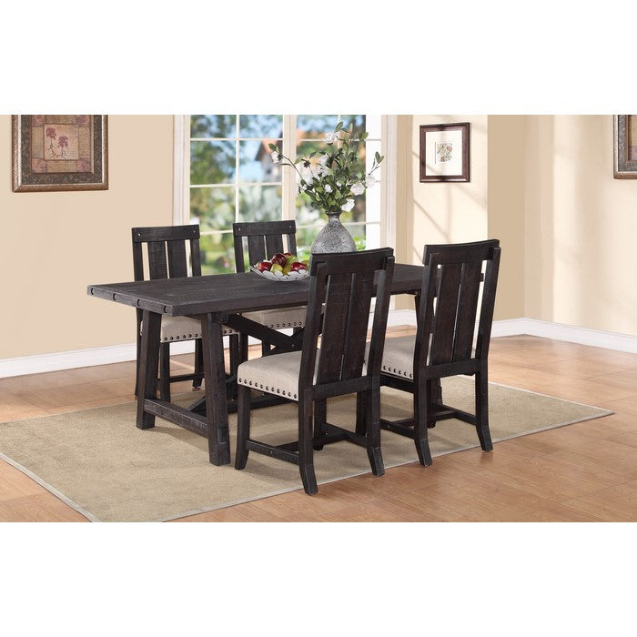 Wooden Rectangular Table with Crossed Planked Bulky Legs and Exposed Bolts , Brown