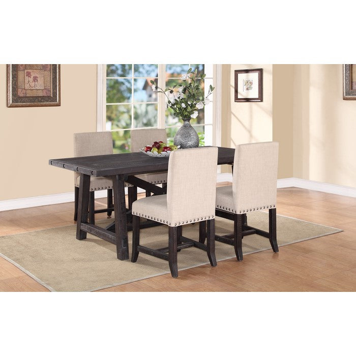 Wooden Rectangular Table with Crossed Planked Bulky Legs and Exposed Bolts , Brown