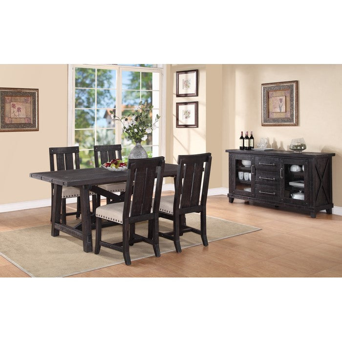 Wooden Rectangular Table with Crossed Planked Bulky Legs and Exposed Bolts , Brown