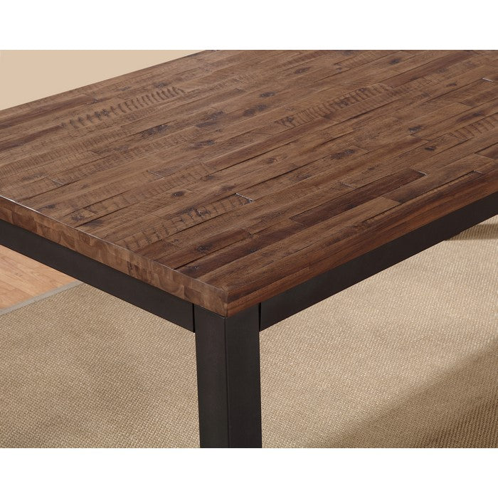 Wooden Rectangular Table with Gray Powder Coated Steel Base, Rustic Truffle Brown
