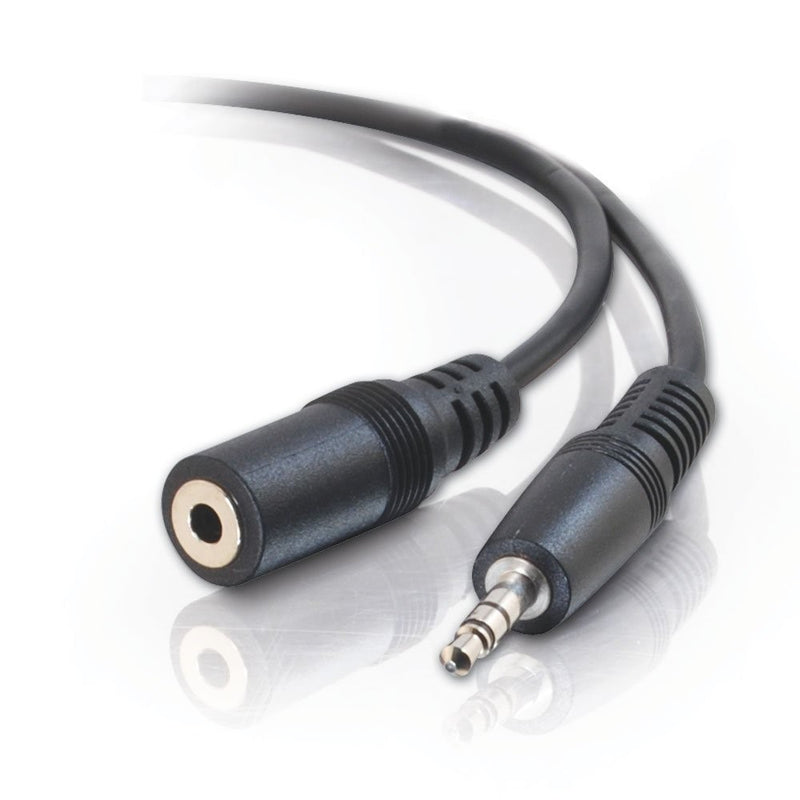 C2G 13787 3.5mm M/F Shielded Stereo Audio Extension Cable, Black (6 Feet, 1.82 Meters)