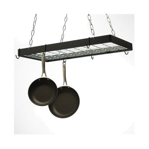 Rogar Black Rectangular Pot Rack with Grid 30" x 15"