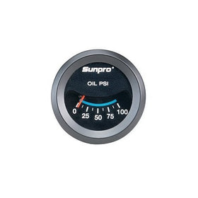 Sunpro CP7982 CustomLine Mechanical Oil Pressure Gauge - Black Dial