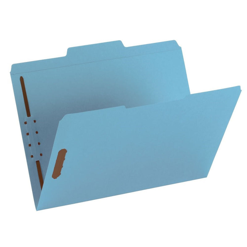 Smead Fastener File Folder, 2 Fasteners, Reinforced 1/3-Cut Tab, Letter Size, Blue, 50 per Box (12040)