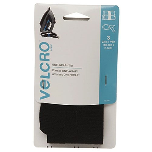 VELCRO Brand - ONE-WRAP For Cables, Wires & Cords - 23" x 7/8" Ties, 3 Ct. - Black