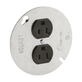 Leviton 5042 15 Amp, 125 Volt, Duplex Receptacle On 4-Inch Cover, Zinc Plated Steel